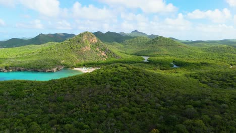 aerial establish of santa cruz beach with christoffelberg and hills of westpunt curacao