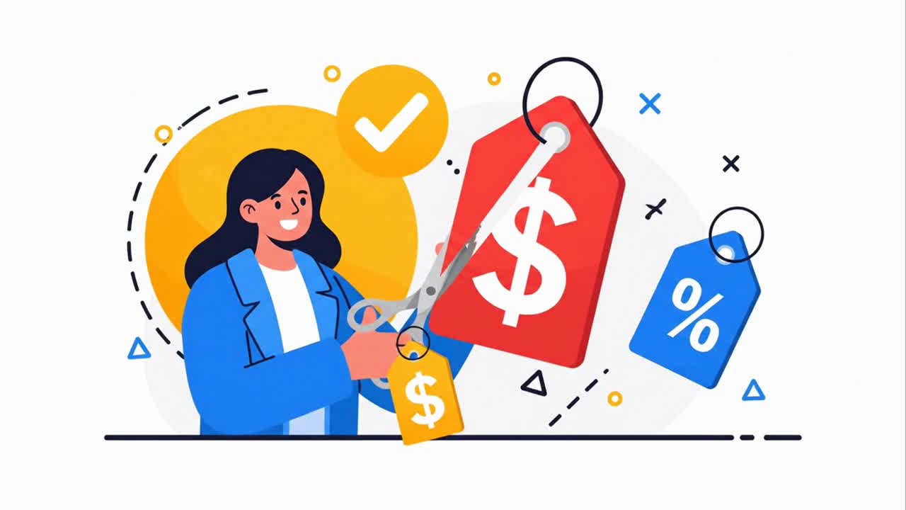 A woman cutting a price tag to get a discount on her purchase