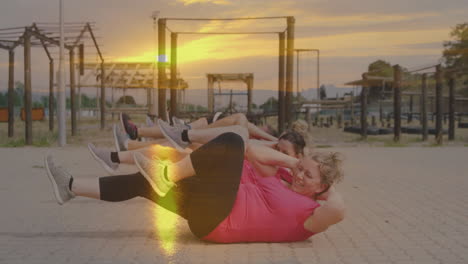 exercising outdoors, women running with sunset creating warm, energetic atmosphere