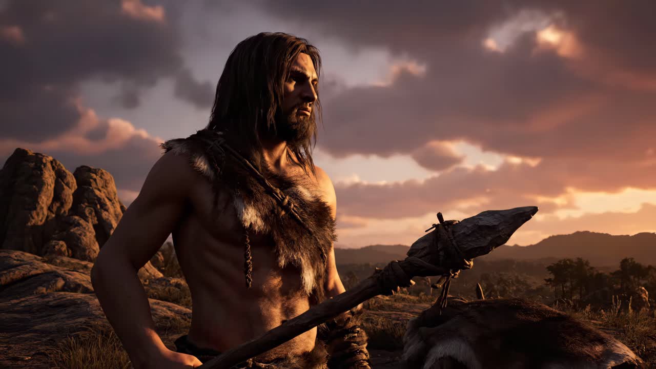 Prehistoric Hunter in the Wilderness