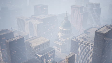 Rascacielos-Cubiertos-Por-La-Niebla-De-La-Mañana