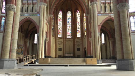 interior with dusty floor of old gouda church