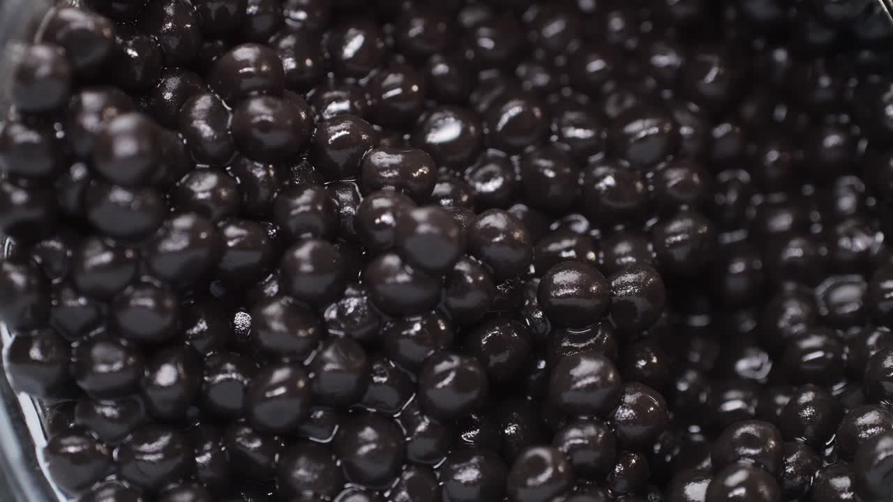 Close-up of Black Tapioca Pearls
