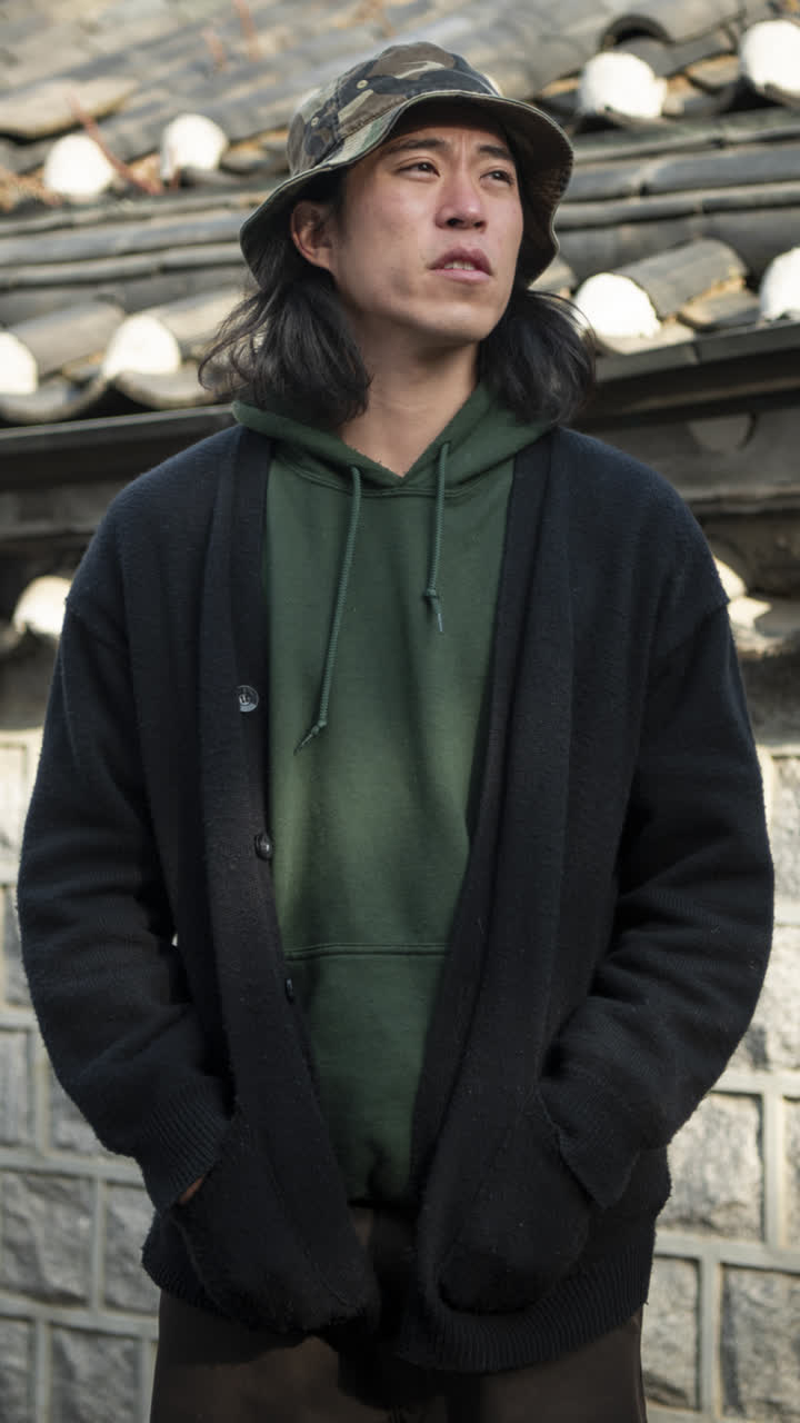 People in urban night settings