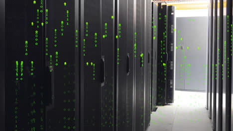 animación del procesamiento de datos de codificación binaria a través de servidores informáticos