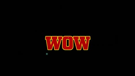 Animation-of-wow-text-on-black-background