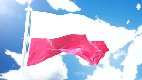 bandera realista de polonia ondeando contra el fondo de nubes de lapso de tiempo. bucle sin costuras en resolución 4k con textura de tela detallada.
