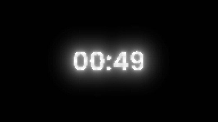 Digital Countdown Timer from One Minute on Black Background