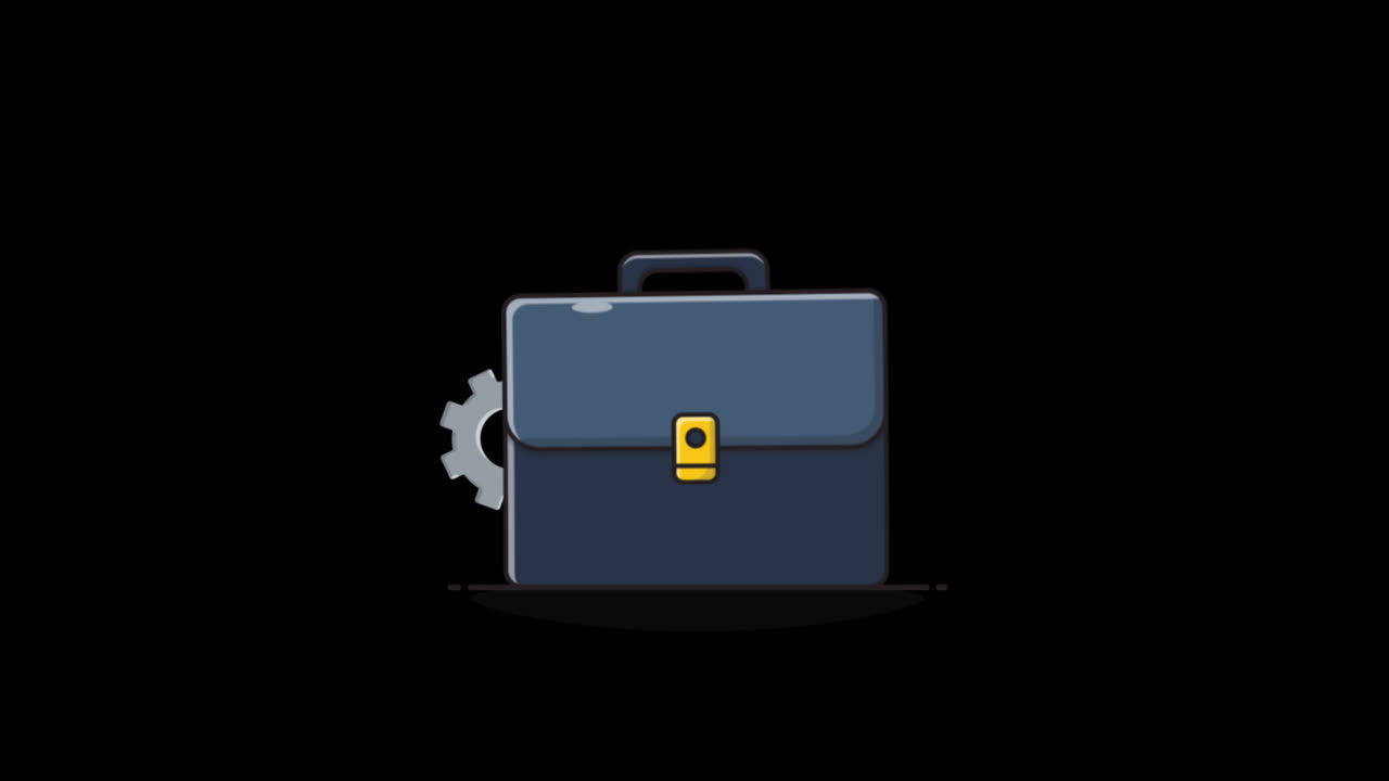 Animated Business Briefcase with Rotating Gear