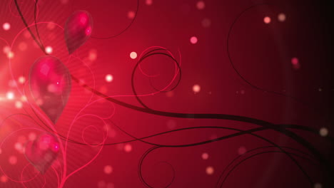 red shimmering hearts with copy space