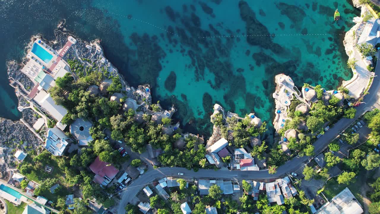 top down shot of Rockhouse hotel Negril Jamaica.