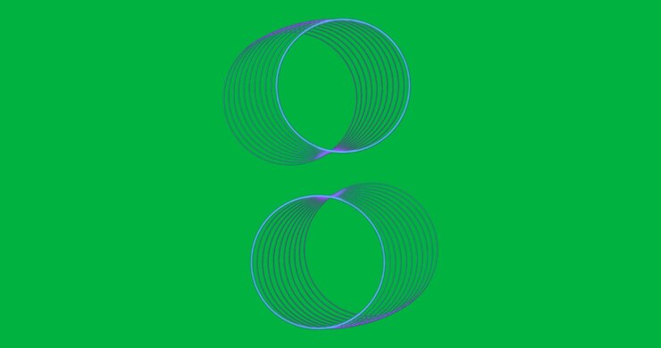 Abstract ribbon loops on transparent background showcasing purple gradient for digital design