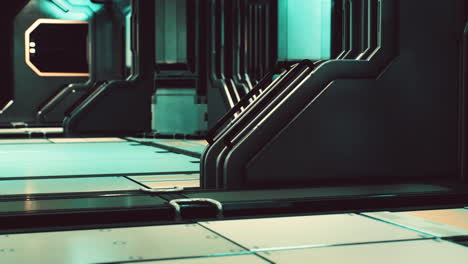 realistic futuristic sci-fi spaceship corridor