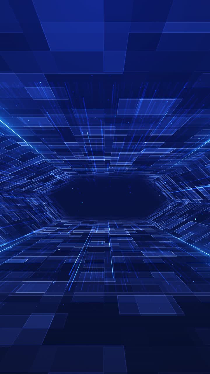 Cyber big data flow particles bokeh digital neural network scifi digital hitech stage glowing hud