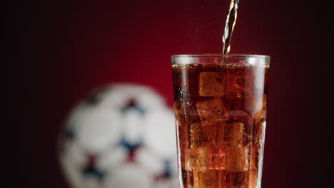 Soda with Ice in a Glass - Close-up view