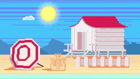 pixel art beach scene