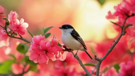 bird in a spring blossom
