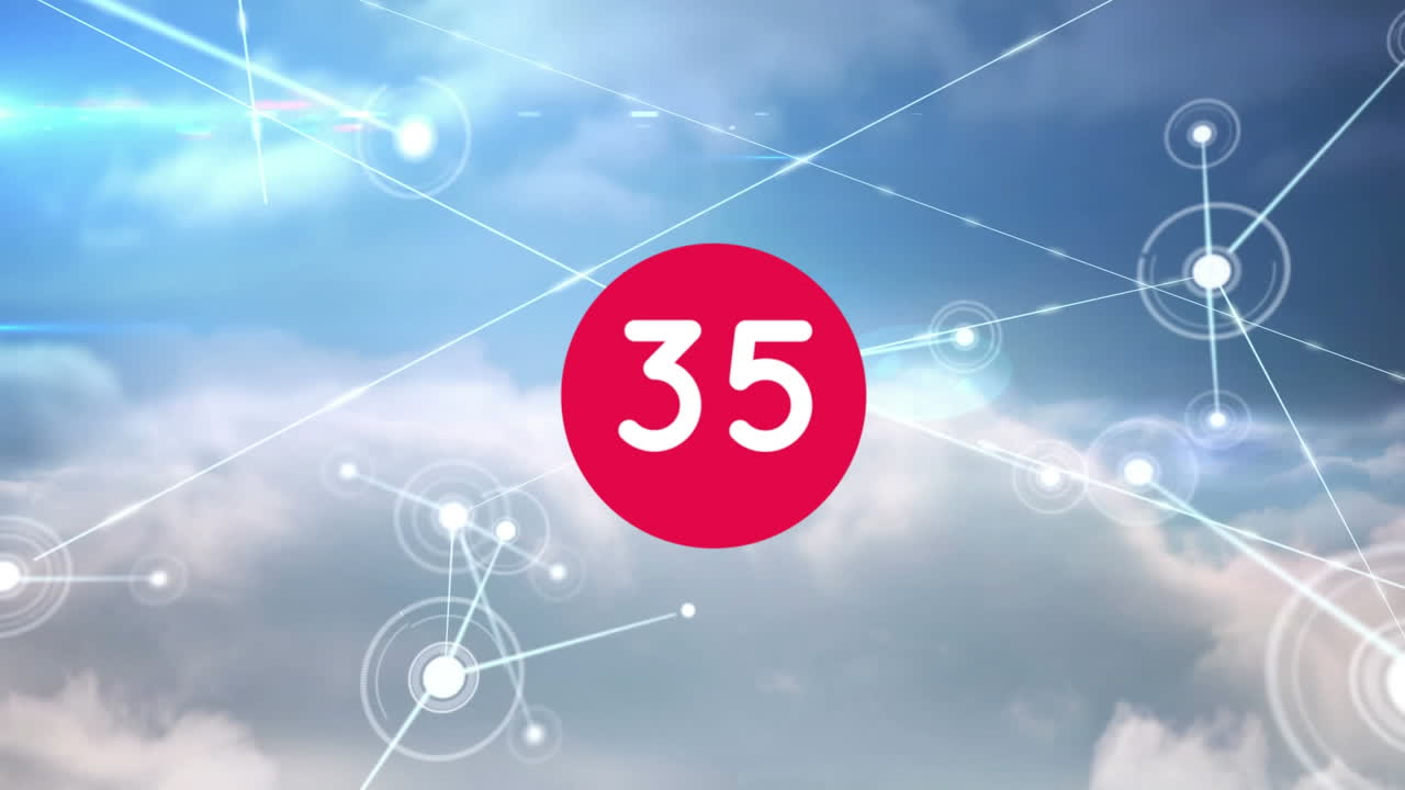 연결 네트워크를 통해 바뀌는 숫자의 애니메이션