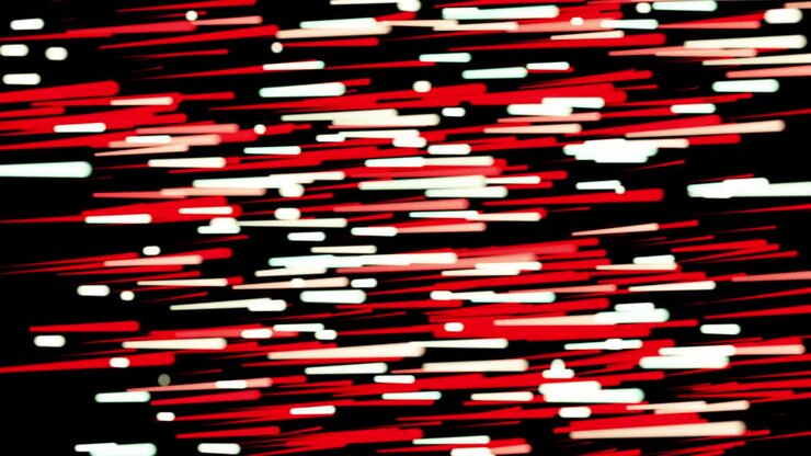 Abstract directional neon lines of a geometric background. Data flow. The explosion star. Seamless 4k motion effect loop. red black modern light spectrum, light. Moving beams. Drops.