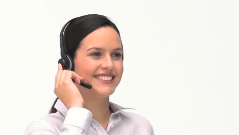 servicio al cliente y mujer de apoyo hablando por teléfono