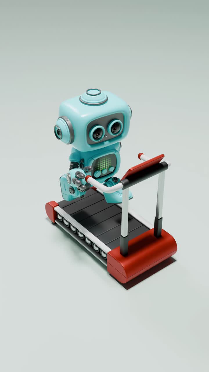 robot lindo haciendo ejercicio en una cinta de correr