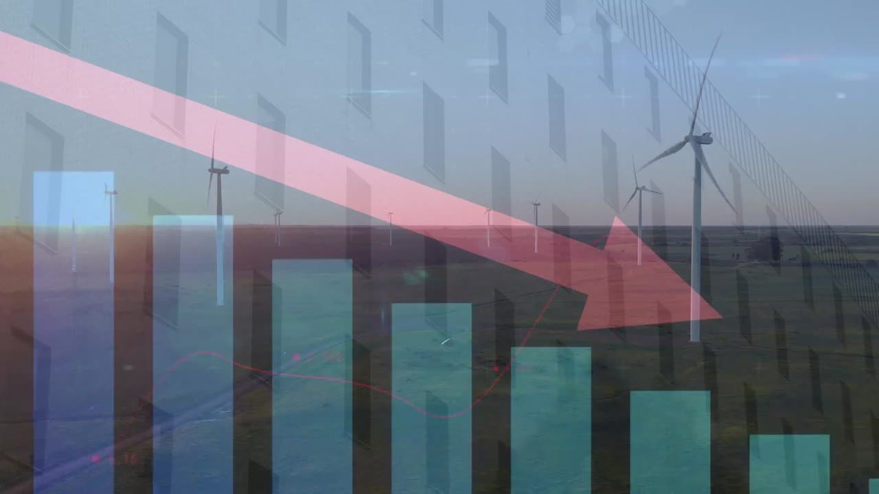 풍력 터빈에서 데이터 처리의 애니메이션