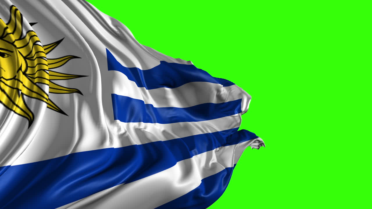 Uruguayan Flag on Green Screen
