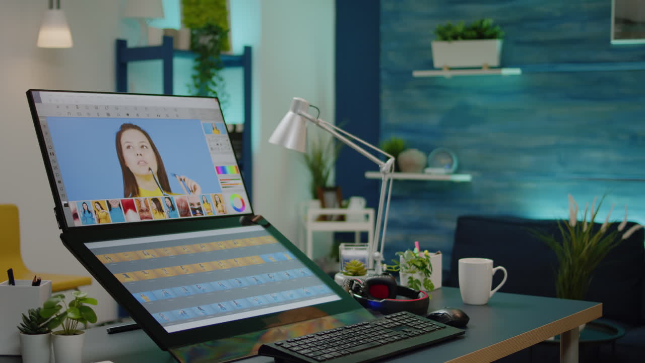 Empty photography studio for retouch work at home