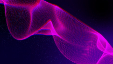 animation of pink digital mesh waving on purple background