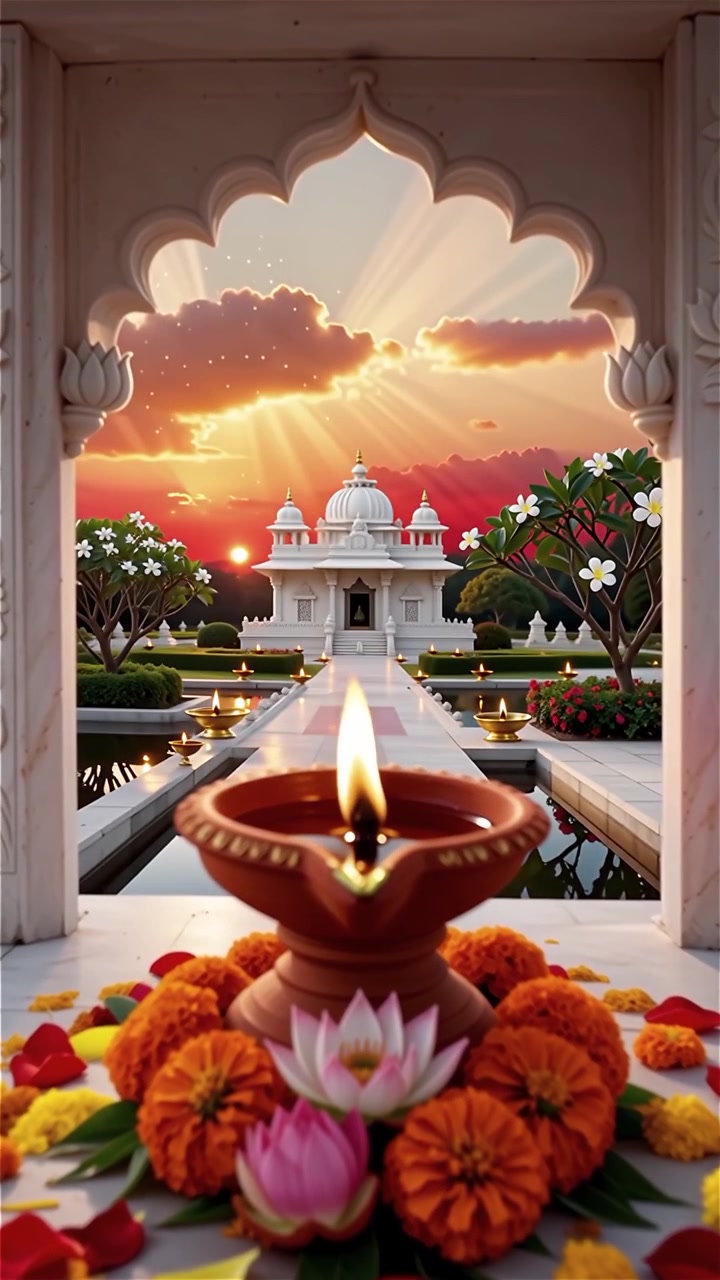 Sfondo del Festival Diwali con lanterne e decorazioni tradizionali Diyas.
