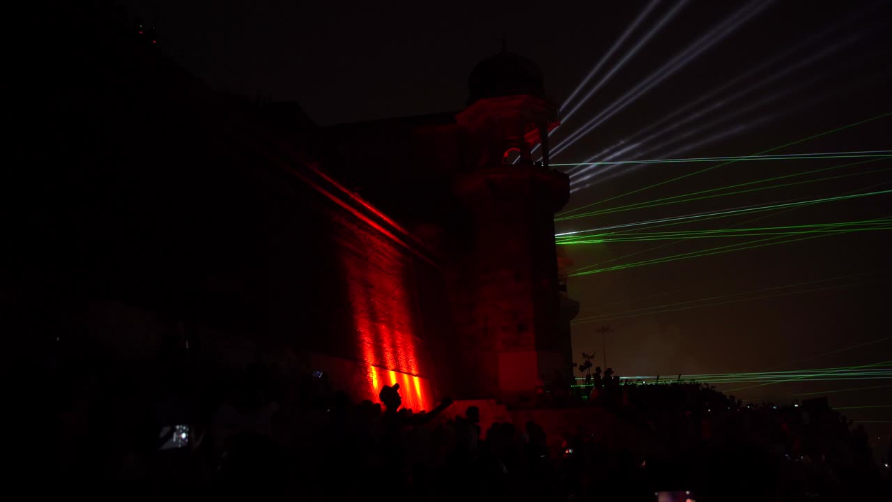 Laser Show organized  at Varanasi Ghat during Dev Deepawali also known as Dev Diwali