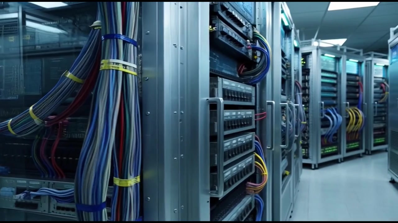 Rækker af serverracks i et moderne datacenter