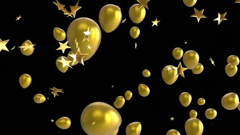 Animación-De-Estrellas-Flotando-Sobre-Globos-Sobre-Fondo-Negro