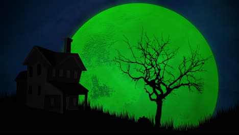 halloween background animation with house and moon 2