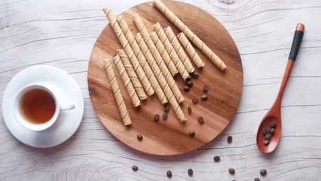 coffee-flavored waffles with tea