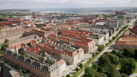 drone shot over the danish capital, copenhagen.