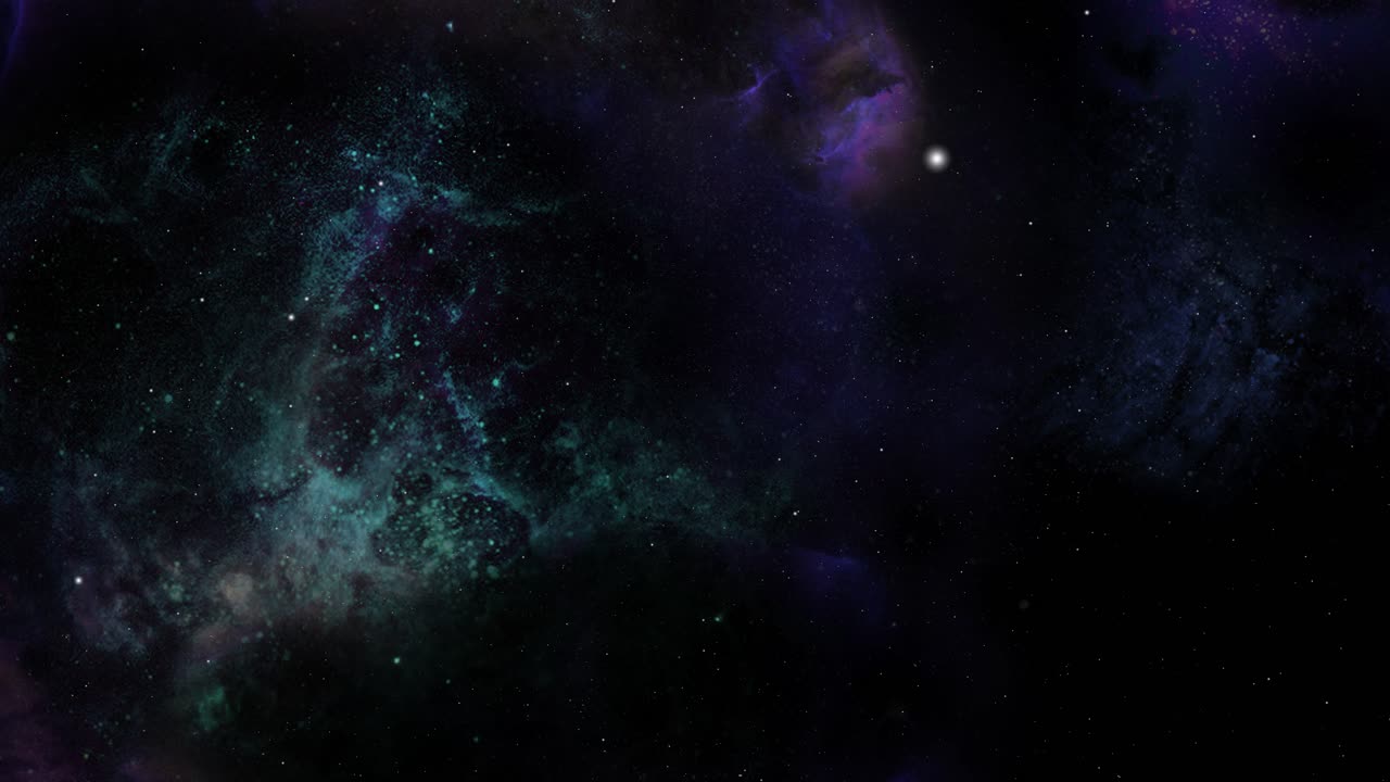 Vuelo por el espacio profundo en nebulosa azul 4k