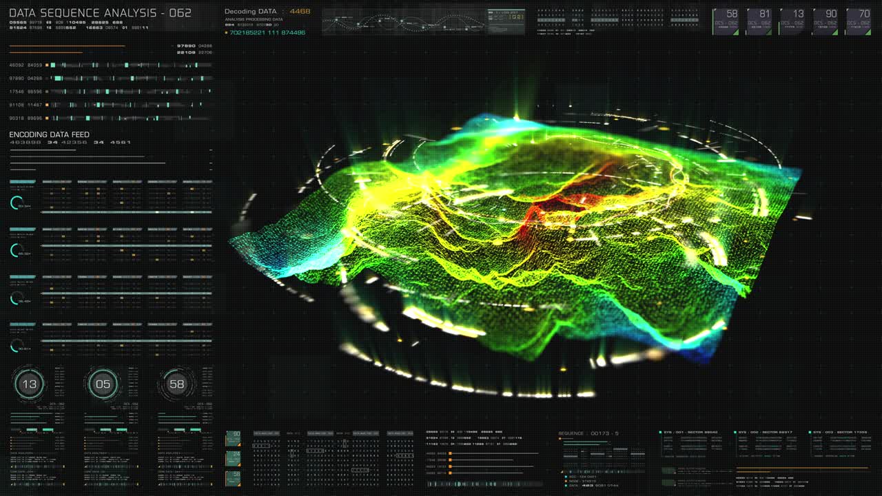 visualización del terreno holográfico futurista