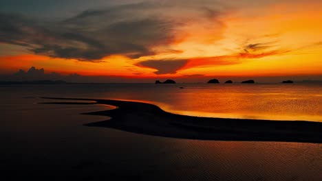 exotic foreland at orange flaming sunset