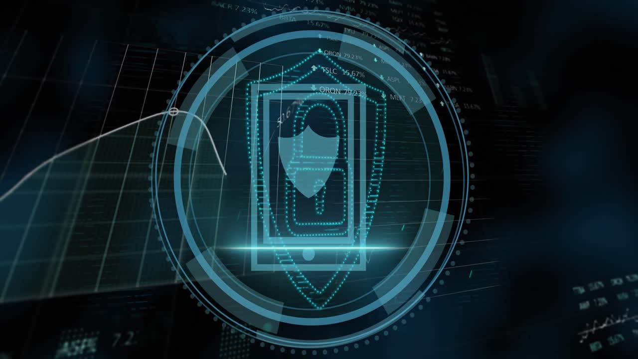 animación del procesamiento de datos financieros a través de un candado