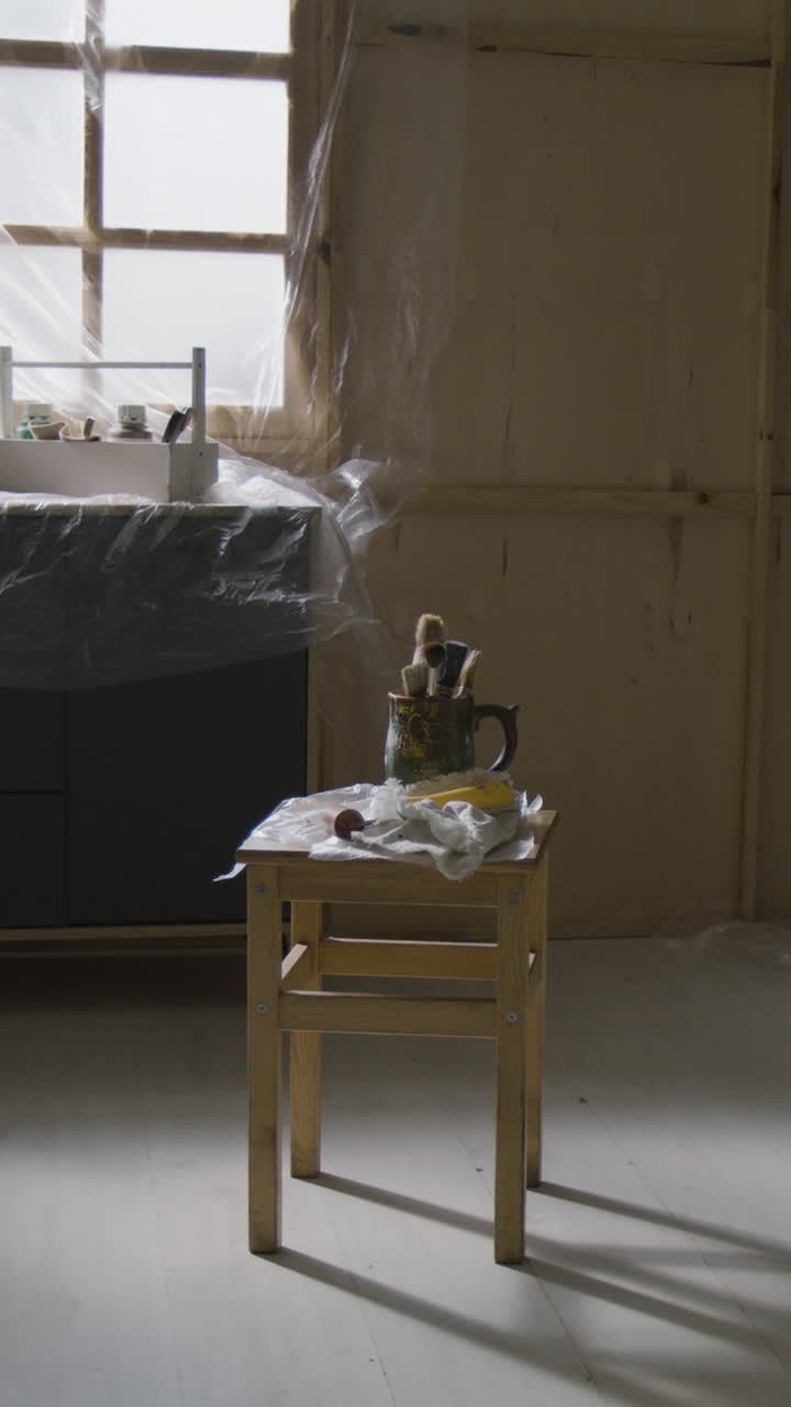 Interior Scene with Painting Supplies