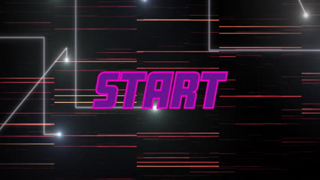 animation of start text over neon pattern background