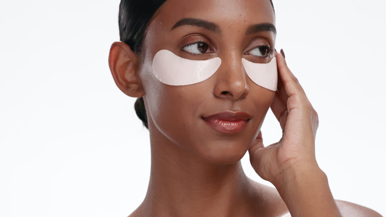 Eye mask, skincare beauty and woman face