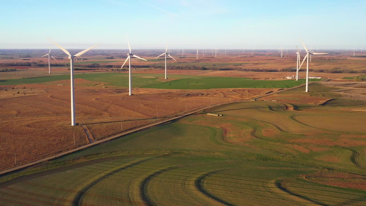 A few wind turbines spinning