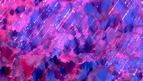 low poly mesh in retrowave neon light seamless loop 3d render animation