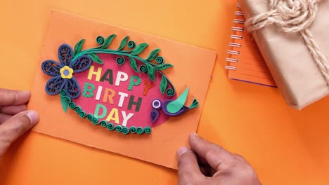 handmade happy birthday card with paper quilling