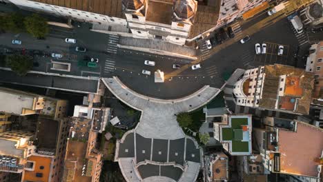 descending drone shot above piazza della trinità dei monti