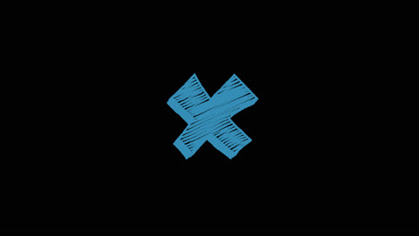 símbolo de x azul dibujado a mano
