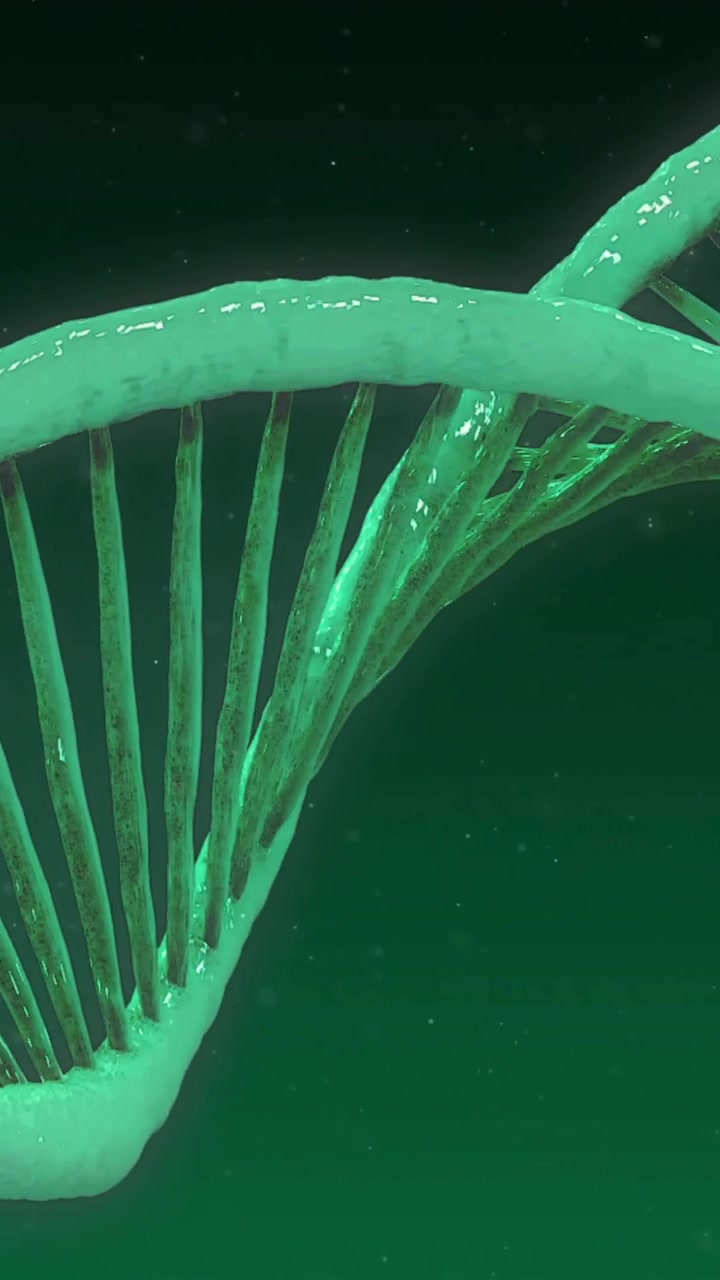 Animazione di filamento di DNA su sfondo verde