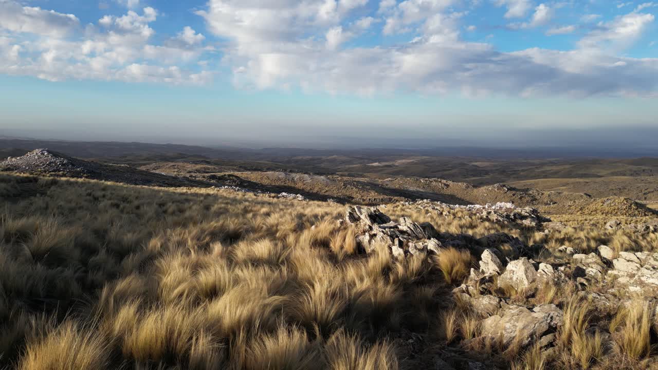 Imposing aerial drone shot, over the mountains of C&oacute;rdoba, Argentina
